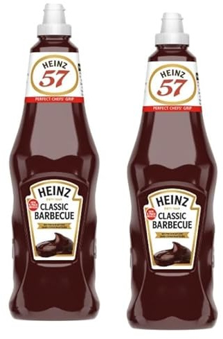 HEINZ Classic Barbecue Sauce, 1 Lt, Chef's Grip Squeezy Bottle, Flip-Top Cap, Burger Sauce Fast Food (2 PACK)