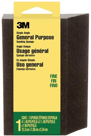 3M Sanding Sponge Single Angle, Fine grit, 4.875-in x 2.875-in by 1-in