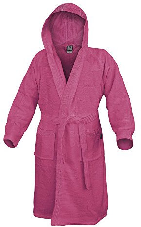 Accappatoio con Cappuccio in Spugna 100% Cotone Tinta Unita Uomo Donna Unisex Mastro Bianco (M, Rosa)