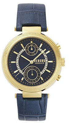Versus by Versace Damen Datum klassisch Quarz Uhr mit Leder Armband S79040017