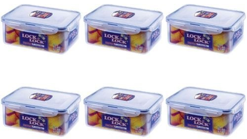 6 x Lock & Lock 2.6L Stackable Airtight Container Rectangular HPL826 by Lock & Lock