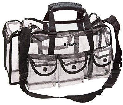 Kemier Durchsichtige Tasche Reise Make-up Tasche mit 6 Außentaschen Kosmetik Organizer Kosmetiktasche mit Schultergurt Groß