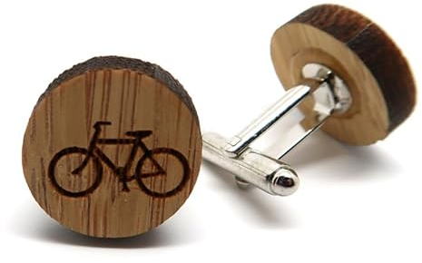 BOBIJOO Jewelry - Paar Manschettenknöpfe aus Holz Natur, Fahrrad, Cyclo Bobo Ecolo-Zubehör Mann