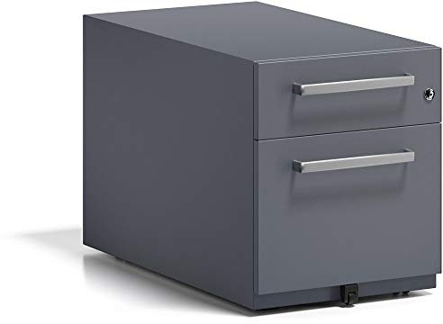 BISLEY Rollcontainer Note mit Griff, 1 Universalschublade, 1 HR-Schublade, Metall, 634 Anthrazitgrau, 77.5 x 42 x 49.5 cm