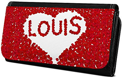 Geldbörse mit Namen Louis - Design Rosenherz - Brieftasche, Geldbeutel, Portemonnaie, personalisiert für Damen und Herren