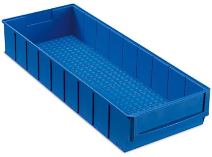 aidB Industriebox, 500x183x81 mm, breit, blau, robuste Aufbewahrungsbox aus Kunststoff, stapelbare Lagerbox, ideal für die Industrie