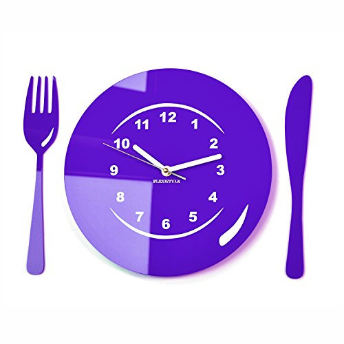 FLEXISTYLE Moderne Wanduhr lila Tabelleneinstellung, küchenuhr violett, Speisesaal, Restaurant, 3D DIY,