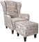 Supellex Ohrensessel »Sofia«, Design Schriftzüge, Lebensweisheiten, Carpe Diem, beige (Design-Nr.: 5015), wahlweise mit Hocker