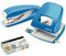 Leitz 5008 NeXXt Series Bürolocher, Metall, bis zu 30 Blatt / Kombi-Set mit Heftgerät + 1000 Klammern extra (hellblau)