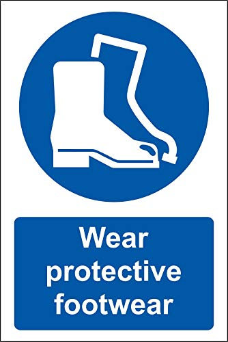 Wear protective footwear Safety sign - 1.2mm Rigid plastic 200mm x 150mm