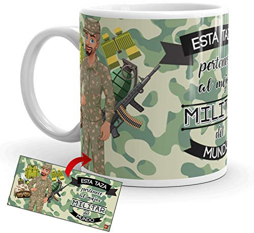 Kembilove Taza de Café del Mejor Militar del Mundo – Taza de Desayuno para la Oficina – Taza de Café y Té para Profesionales – Taza de Cerámica Impresa – Tazas de Jefe de 350 ml para Militares