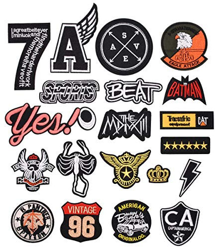 20 Stück Aufnäher zum Aufbügeln für bestickte Flicken DIY Patches Nähen Patches Applikationen für Jacken, Jeans, Rucksäcke, T-Shirts