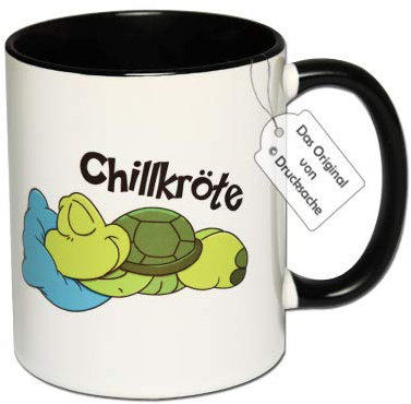 CR Photography Tolle Tasse mit Motiv Chillkröte Tasse mit Aufdruck, Kaffeetasse, Witzige Tasse (A: Schwarz-Weiß)