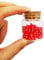 Bescon Mini Transparent Red D4 Dice 30pcs Healing Potion Bottle, 30pcs Roleplaying Mini Red Gem D4 Dice Healing Potion Pack in Glass Jar