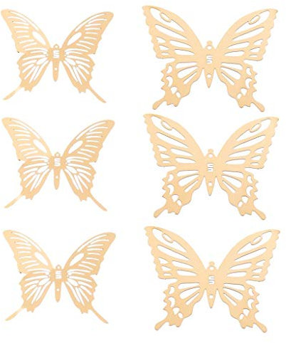 Pack of 6 Stainless Steel Mirror 3D Butterfly Wall Stickers Decals Suncatcher Decor Gold