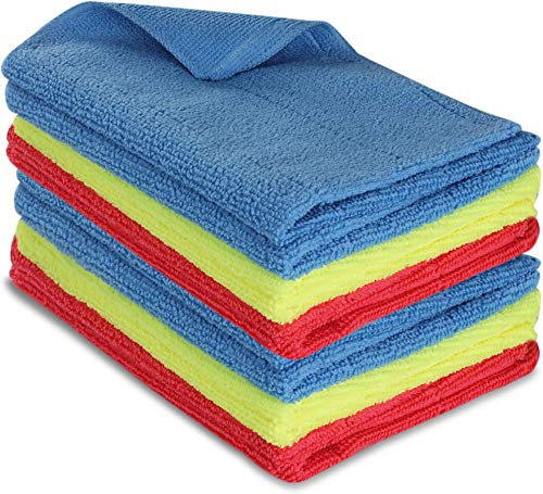 normani 6/12 Microfasertücher – Reinigungstuch, 40x30cm Premium Qualität für Haushalt,Küche, Bad, Auto und Felgen! Putztücher, fusselfrei und streifenfrei Farbe Blau/Gelb/Rot Größe 6er Set