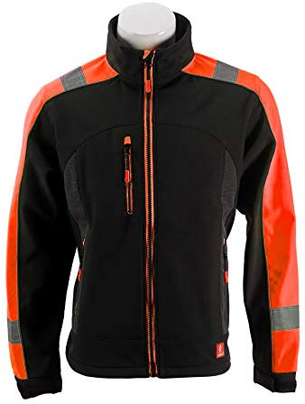Urgent Softshell Arbeitsjacke GL-8364 wasserdicht Winddicht atmungsaktiv isoliert isolierter Reißverschluss Funktionsjacke Herren Outdoor Trekking Jacke elastisch schwarz mit orangen Elementen; (XL)