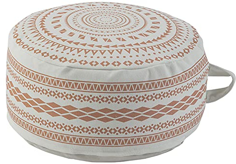 MOCOFO Ungefüllter runder Pouf-Bezug, Boho, bunt, geometrisch, Ottomanen-Bezug mit Griff-Design, Dekoration, Fußhocker für Wohnzimmer, Schlafzimmer, Terrasse (rot, 45 x 45 x 20 cm)