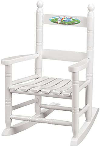 Fox Valley Traders Custom Childrens Rocking Chair, Features Classic Rocker Design and Hardwood Construction, White Finish with Princess Design