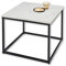 Stella Trading SAMY Couchtisch Marmor quadratisch weiß mit schwarzem Metallgestell - Stilvoller Beistelltisch mit hochwertiger Marmorplatte - 60 x 46 x 60 cm (B/H/T)