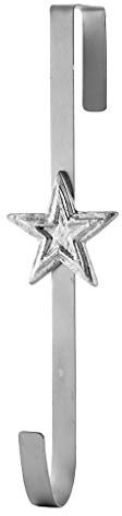 Christmas Wreath Hanger 11.5 Metal Over Door Wreath Hook for UPVC Doors (Silver, Star)