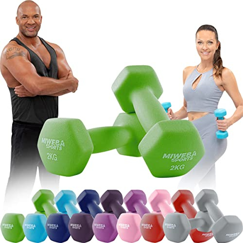 Miweba Sports Neopren Hantelset NKH100 | 0.5-10 kg (2X 2.0 kg, Grün)