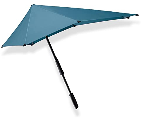 senz ° Limited Edition Großer winddichter Regenschirm, manuell faltbar, 94 x 94 cm, Spring Lake Blue