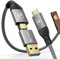 PHIXERO für Thunderbolt 4 Kabel 1M, 40Gbps Datentransfer/ 8 K@60 Hz Videoausgang/ 100W USB-C auf USB-C Ladekabel, 2 in 1 USB-A/C Kompatibel mit USB 4, Thunderbolt 3, MacBook, Docking, eGPU