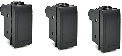 Vetrineinrete® Kit 3 interruttore unipolare compatibile con living light international air 1p 16a 250v (Nero)
