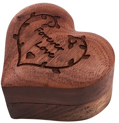 WANGCL Individuelle herzförmige Ringschatulle für Hochzeitszeremonie, Walnuss-Ring-Organizer, Schmuck-Aufbewahrungsbox, Verlobung, Geburtstagsgeschenk