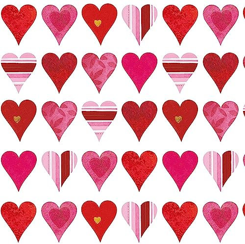 bsb Geschenkpapier Rolle in 70 x 200 cm - Geschenk-Verpackung mit Herz-Design - Geschenk-Papier Geburtstag & mehr - reißfestes Geschenkpapier Kinder & Erwachsen - 1 Rolle