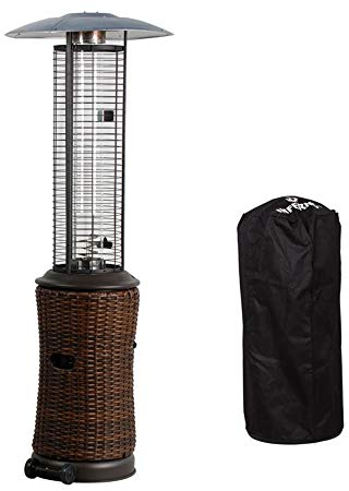 Rattan-Terrassenheizer, kommerzieller Propangasheizer für den Außenbereich mit Rädern und Heizabdeckung, tragbare bodenstehende Gartenheizlampe little surprise