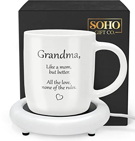 GALVANOX SoHo Lustiges Geschenk für Oma, Kaffeetasse mit Wärmer, elektrisch beheizte Tasse für Kaffeeliebhaber, Geschenke für Geburtstag/Weihnachten, 340 ml (Geschenkbox)