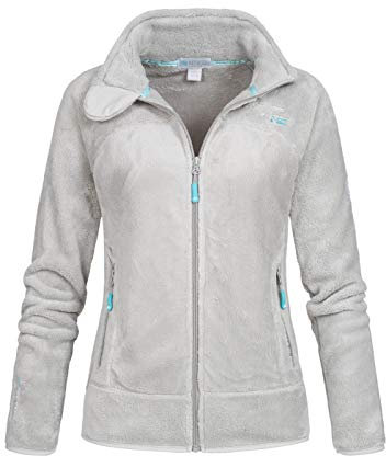 Geographical Norway Upaline Lady - Giacca Pile Donna Fine Fleece Warm con Zip - Autunno Inverno Primavera Sci Montagna - Manica Lunga Felpa Pelliccia Morbido Comfort Outdoor (Grigio Chiaro L)