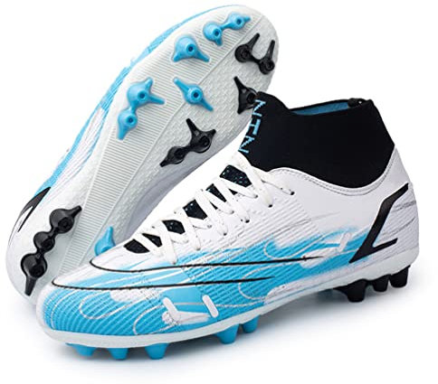 WOWEI Fußballschuhe Herren High Top Spike Cleats Athletics Spikes Professionelle Fußballschuhe Kinder Trainingsschuhe Turnschuhe Sport Fußball Stiefel Wettkampf (Farbe 2 RT, 42EU)