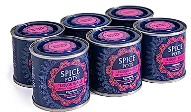 Tandoori Masala Curry Powder by Spice Pots - 100% Natural Ingredients - Gluten Free & Vegan Indian Curry Powder - Dry Spice Mix For Fish, Chicken & Vegetarian Dishes 6 x-40g Pots