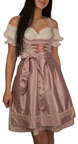 Golden Trachten Dirndl Set Trachtenkleid Pastelviolett fein geblümt Gr 34 bis 42 522GT