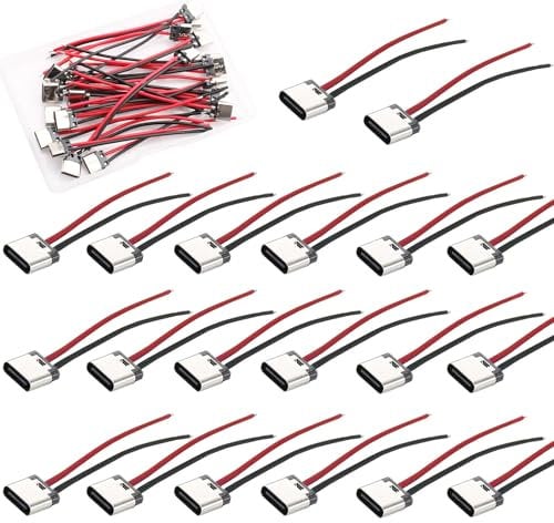 RUNCCI-YUN 20PCS USB-C buchse löten mit Kabel 2 Draht USB-C einbaubuchse für PCB-Design, Heimwerken