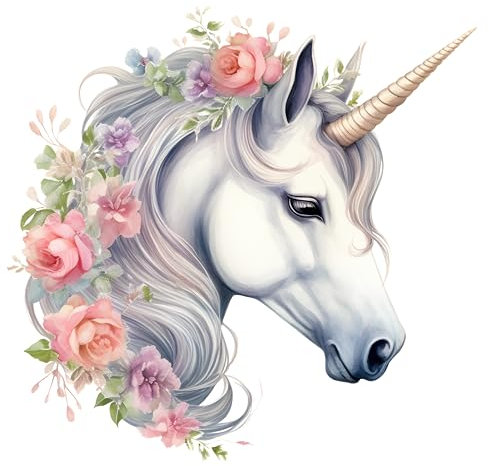 Stoffbahn, 20,3 x 20,3 cm, Einhorn, 100 % Baumwolle, quadratisch, AM314