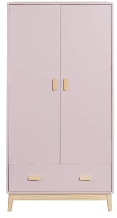 Rebecca Mobili Armadio per Bambini, Guardaroba Compatto, Rosa Marrone, MDF Pino, con 1 Cassetto 2 Ante, Salvaspazio - Misure HxLxP: 175 x 80 x 55 cm - Art. RE6987