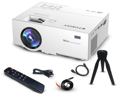 WTONISY Mini proiettore, stabile come proiettore WLAN, 1080P LED proiettore home cinema, HDMI USB TF piccolo proiettore