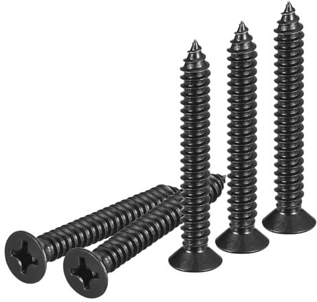 DTGN 25Pcs #14x2 Flat Head Wood Screws, 304 Stainless Steel Phillips Self Tapping Screws - Good for Woodworking, Furniture - Black
