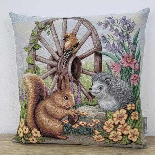 Sandner Kissenhülle Gobelin Igel - Rad 45 x 45 cm Kissenbezug Sofakissen Dekokissen, 1 Stück, 5172K06-01