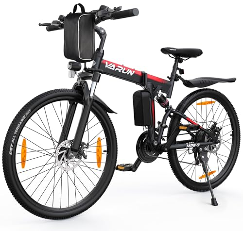 VARUN E Bike 26 Zoll, 𝐊𝐥𝐚𝐩𝐩𝐫𝐚𝐝 E-Bike Mountainbike mit 𝟒𝟖𝐕 Batterie, Ebike Herren Damen, 𝐋𝐂𝐃-Meter, Elektrofahrrad für Erwachsene mit 𝟐𝟏-𝐆𝐚𝐧𝐠, Faltbares MTB, Reichweite 80 KM