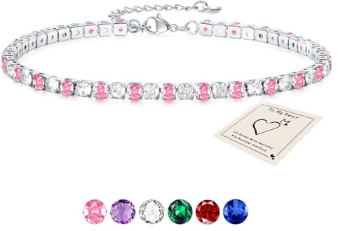 Sfoni Bracelet de cheville pour femme, bracelet de cheville réglable avec oxyde de zirconium, chaîne de cheville d'été, anniversaire, remise de diplôme, bijoux cadeaux pour adolescentes, filles, avec