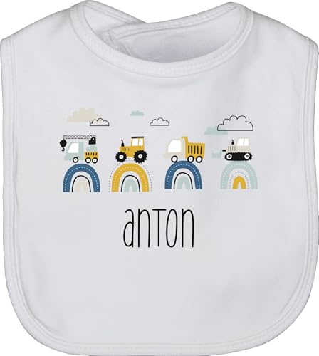 Baby Lätzchen - Baustelle I Traktor I Bagger I Kran I Kipper I LKW I Planierraupe - Unisize - Weiß - traktoren traktor, trecker baufahrzeuge bulldog name landwirtschaft anton bauer und tractors