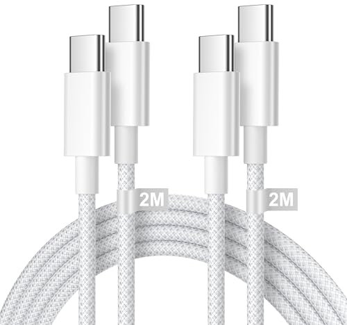 USB C to USB C cable 2M 2Pack, 60W iPhone 15 Charger Cable USB C Cable 2M Long charging cable type c Fast Charging Cable Type C to C Charger Cable for iPhone 15/15 Pro Max/15 Plus, Macbook,iPad