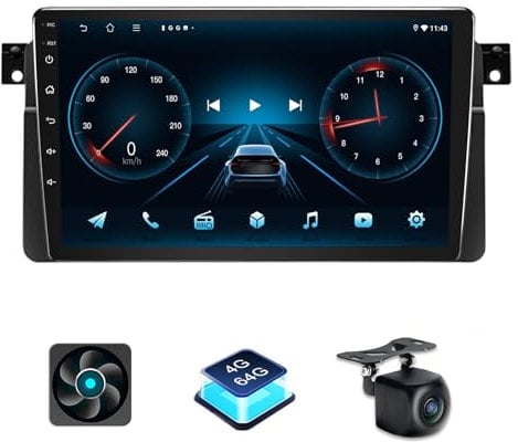 4+64GB Android Autoradio für BMW 3er E46 1999-2005 mit Wireless Carplay Android Auto 9 Zoll GPS Navigation für Auto BMW E46 Radio Bluetooth WiFi DSP SWC