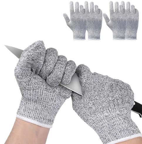Tcnzdy 2 Paare Schnittschutzhandschuhe, Komfort Schnittfeste Handschuhe, Schnittschutzhandschuhe Küche, Handschuhe Schnittfest für Küche Fleisch Schneiden, Schnitzen, Gärtnern (Größe XL)