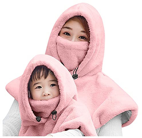 Weihnachtsmütze für Damen 2024, warme Wintermütze, Plüsch, Kopfbedeckung, Mütze, kältebeständig, Reiten, Outdoor-Maske, Lätzchen, solide, weiche, warme Hüte, rose, Einheitsgröße